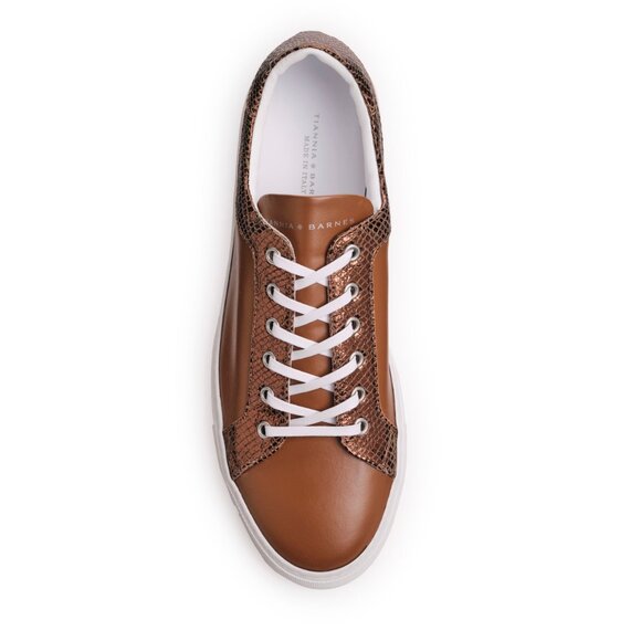 Mens Billy Leather Low Top Sneaker in Royal Cognac - Picture 4 of 5